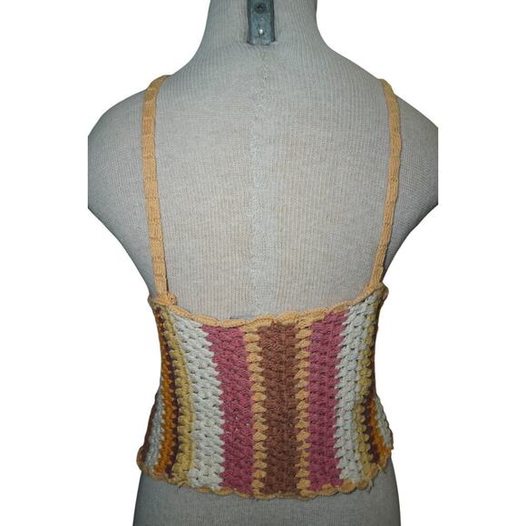 Zara Multicolor Crochet Knit Button Tank Top Boho Festival Y2K Size M/L - Picture 8 of 9